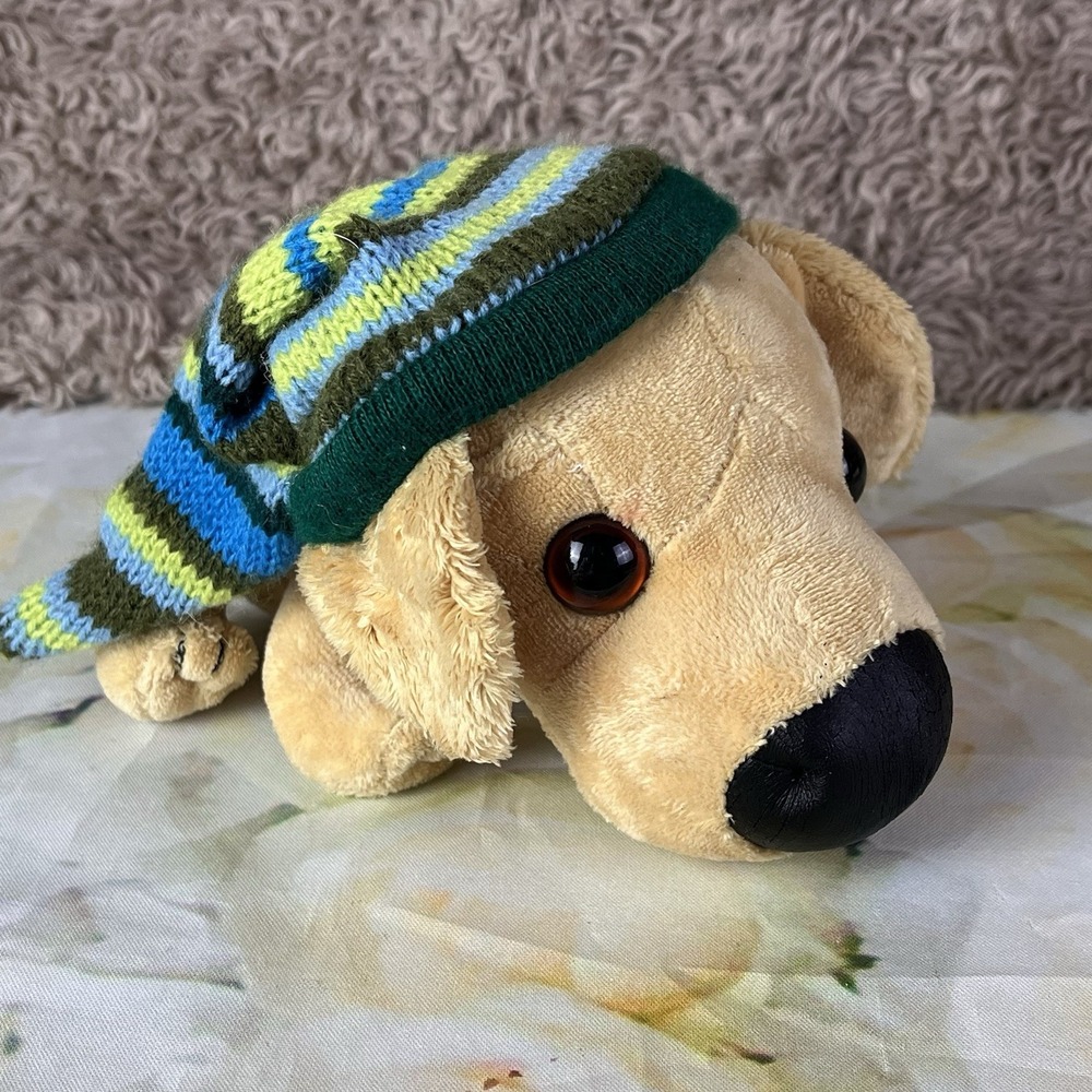 Big Head First Brown Puppy Dog Plush 2003 Stuffed Animal Toy Hat Commonwealth